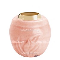 Base per lampada votiva Calla 10cm In marmo Rosa Portogallo, con ghiera in acciaio dorata