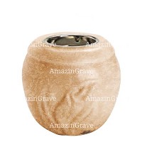 Base de lámpara votiva Calla 10cm En marmol Travertino, con casquillo niquelado empotrado