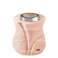 Base for grave lamp Charme 10cm - 4in In Rosa Bellissimo marble, with steel ferrule