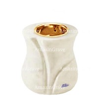 Base for grave lamp Charme 10cm - 4in In Pure white marble, with recessed golden ferrule