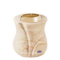 Base for grave lamp Charme 10cm - 4in In Botticino marble, with golden steel ferrule