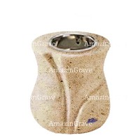 Base for grave lamp Charme 10cm - 4in In Calizia marble, with recessed nickel plated ferrule