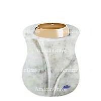Base for grave lamp Charme 10cm - 4in In Carrara marble, with golden steel ferrule