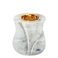 Base for grave lamp Charme 10cm - 4in In Carrara marble, with recessed golden ferrule