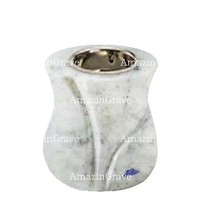 Base per lampada votiva Charme 10cm In marmo di Carrara, con ghiera a incasso nichelata