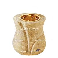 Base de lámpara votiva Charme 10cm En marmol de Trani, con casquillo dorado empotrado