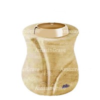 Base for grave lamp Charme 10cm - 4in In Travertino marble, with golden steel ferrule
