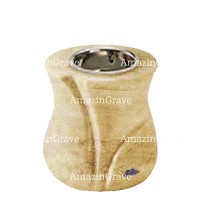 Base de lámpara votiva Charme 10cm En marmol Travertino, con casquillo niquelado empotrado