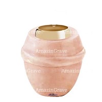 Base for grave lamp Chordé 10cm - 4in In Rosa Bellissimo marble, with golden steel ferrule
