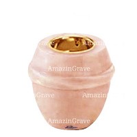 Base for grave lamp Chordé 10cm - 4in In Rosa Bellissimo marble, with recessed golden ferrule