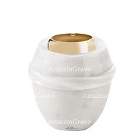 Base per lampada votiva Chordé 10cm In marmo Bianco puro, con ghiera in acciaio dorata