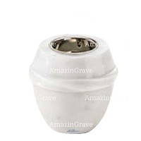 Base for grave lamp Chordé 10cm - 4in In Pure white marble, with recessed nickel plated ferrule