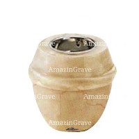 Base for grave lamp Chordé 10cm - 4in In Botticino marble, with recessed copper ferrule