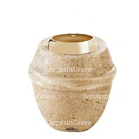 Base per lampada votiva Chordé 10cm In marmo Calizia, con ghiera in acciaio dorata