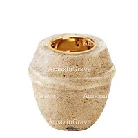 Base for grave lamp Chordé 10cm - 4in In Calizia marble, with recessed golden ferrule