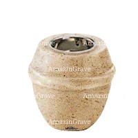 Base for grave lamp Chordé 10cm - 4in In Calizia marble, with recessed nickel plated ferrule