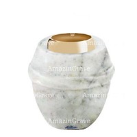 Base per lampada votiva Chordé 10cm In marmo di Carrara, con ghiera in acciaio dorata