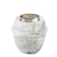 Base de lámpara votiva Chordé 10cm En marmol de Carrara, con casquillo de acero