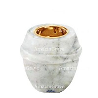 Base for grave lamp Chordé 10cm - 4in In Carrara marble, with recessed golden ferrule