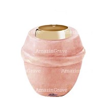 Base per lampada votiva Chordé 10cm In marmo Rosa Portogallo, con ghiera in acciaio dorata