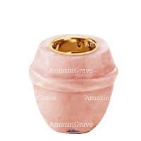 Base de lámpara votiva Chordé 10cm En marmol Rosa Portugal, con casquillo dorado empotrado