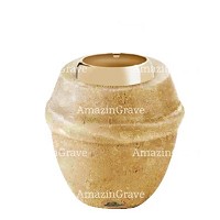 Base for grave lamp Chordé 10cm - 4in In Trani marble, with golden steel ferrule