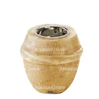 Base for grave lamp Chordé 10cm - 4in In Trani marble, with recessed nickel plated ferrule