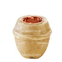 Base for grave lamp Chordé 10cm - 4in In Trani marble, with recessed copper ferrule