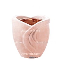 Base for grave lamp Gres 10cm - 4in In Rosa Bellissimo marble, with recessed copper ferrule