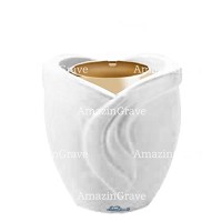 Base for grave lamp Gres 10cm - 4in In Pure white marble, with golden steel ferrule