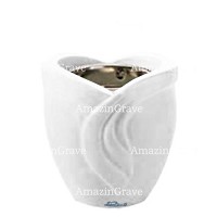 Base for grave lamp Gres 10cm - 4in In Pure white marble, with recessed nickel plated ferrule