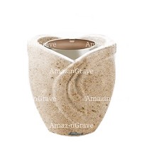 Base per lampada votiva Gres 10cm In marmo Calizia, con ghiera in acciaio