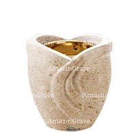 Base for grave lamp Gres 10cm - 4in In Calizia marble, with recessed golden ferrule