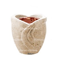 Base for grave lamp Gres 10cm - 4in In Calizia marble, with recessed copper ferrule