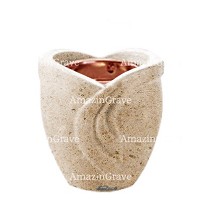 Base de lámpara votiva Gres 10cm En marmol Calizia, con casquillo cobre empotrado