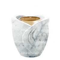 Base for grave lamp Gres 10cm - 4in In Carrara marble, with golden steel ferrule