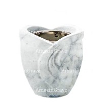 Base for grave lamp Gres 10cm - 4in In Carrara marble, with recessed nickel plated ferrule