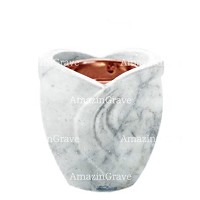 Base de lámpara votiva Gres 10cm En marmol de Carrara, con casquillo cobre empotrado