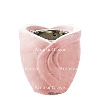 Base for grave lamp Gres 10cm - 4in In Pink Portugal marble, with recessed nickel plated ferrule