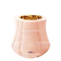 Base for grave lamp Leggiadra 10cm - 4in In Rosa Bellissimo marble, with recessed golden ferrule