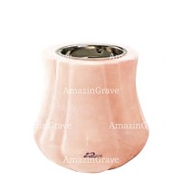 Base for grave lamp Leggiadra 10cm - 4in In Rosa Bellissimo marble, with recessed nickel plated ferrule