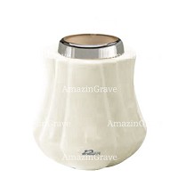 Base for grave lamp Leggiadra 10cm - 4in In Pure white marble, with steel ferrule