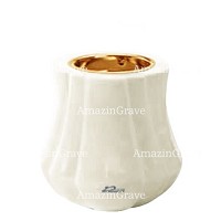 Base per lampada votiva Leggiadra 10cm In marmo Bianco puro, con ghiera a incasso dorata