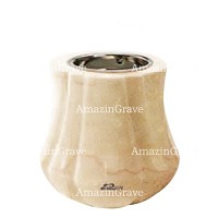 Base de lámpara votiva Leggiadra 10cm En marmol de Botticino, con casquillo niquelado empotrado