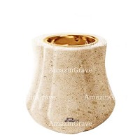 Base for grave lamp Leggiadra 10cm - 4in In Calizia marble, with recessed golden ferrule