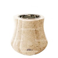 Base for grave lamp Leggiadra 10cm - 4in In Calizia marble, with recessed nickel plated ferrule