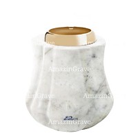 Base de lámpara votiva Leggiadra 10cm En marmol de Carrara, con casquillo de acero dorado
