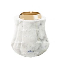 Basis von grablampe Leggiadra 10cm Carrara Marmor, mit goldfarben stahl ring