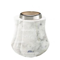 Base per lampada votiva Leggiadra 10cm In marmo di Carrara, con ghiera in acciaio