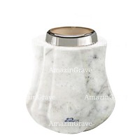 Base pour lampe funéraire Leggiadra 10cm En marbre Carrara, avec griffe acier